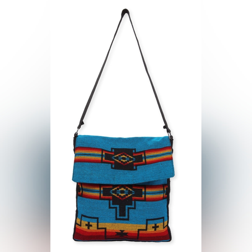 Flap Top Shoulder Bag - Southwest Style - Ethnic Inspired Design - Lightweight